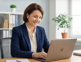 Manager using the app on a laptop